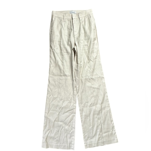 Evereve Womens 25 Beige Linen Blend High Rise Wide Leg Trousers - Picture 1 of 7